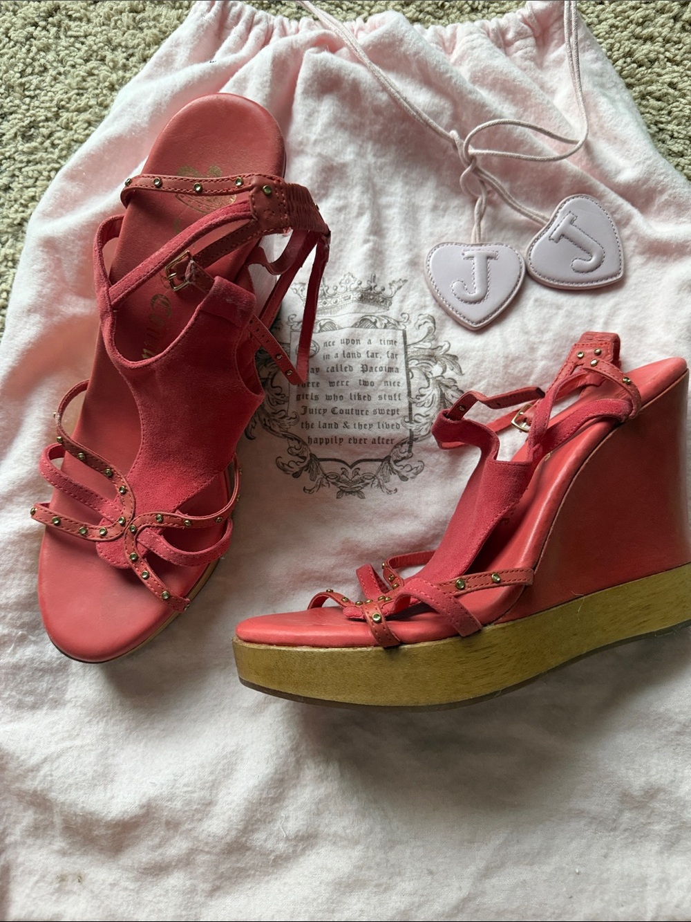 Juicy Couture Pink Suede Wedge Sandals